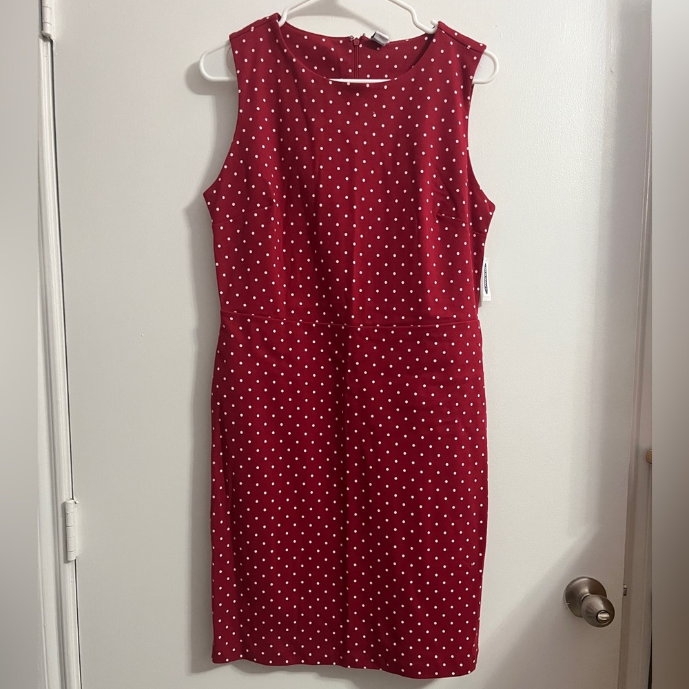 Old Navy Red and White Polka Dot Midi Dress